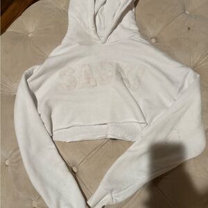 SASKIWomen's White Cropped Hoodie